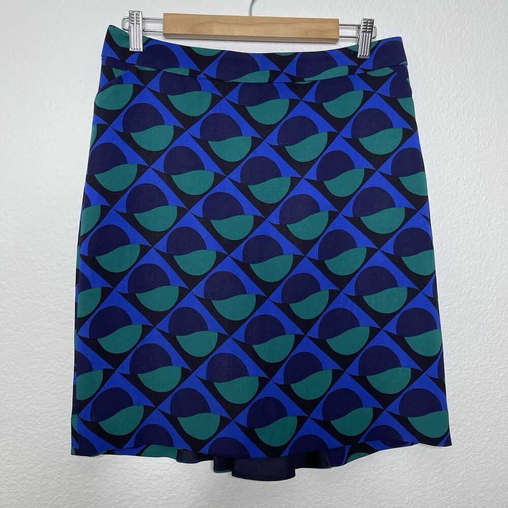 MARC by MARC JACOBS Pencil Skirt Sz 6 Retro Etta Circle Blue Green Career Celeb